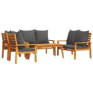 vidaXL Juego de muebles jard&iacute;n 5 pzas con cojines madera maciza acacia
