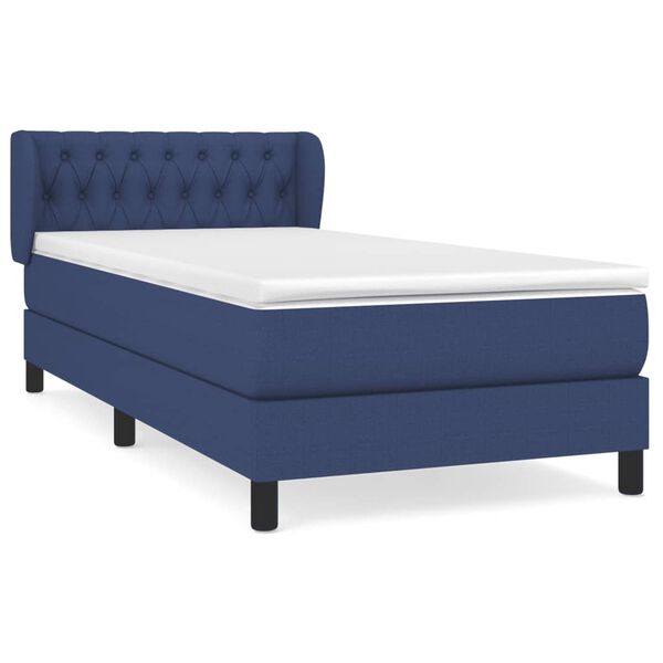 vidaXL Cama box spring con colch&oacute;n tela azul 90x200 cm