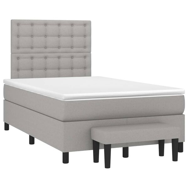 vidaXL Cama box spring con colch&oacute;n tela gris claro 120x200 cm