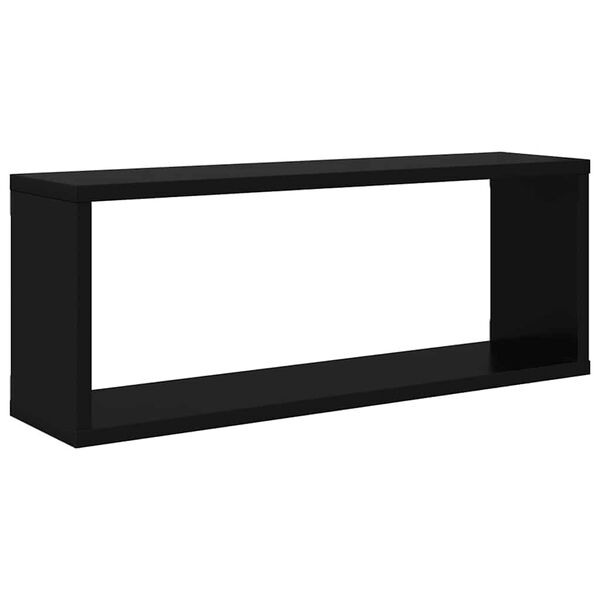 vidaXL Estante cubo de pared 2 uds contrachapado negro 60x15x23 cm