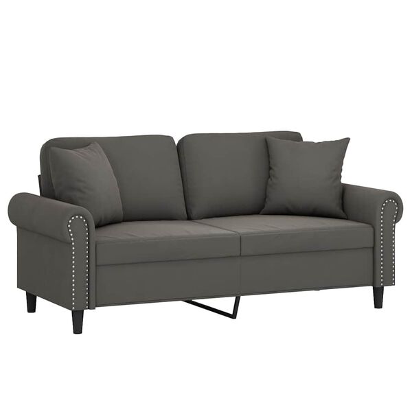 vidaXL Sof&aacute; 2 plazas almohadas y cojines terciopelo gris oscuro 140 cm