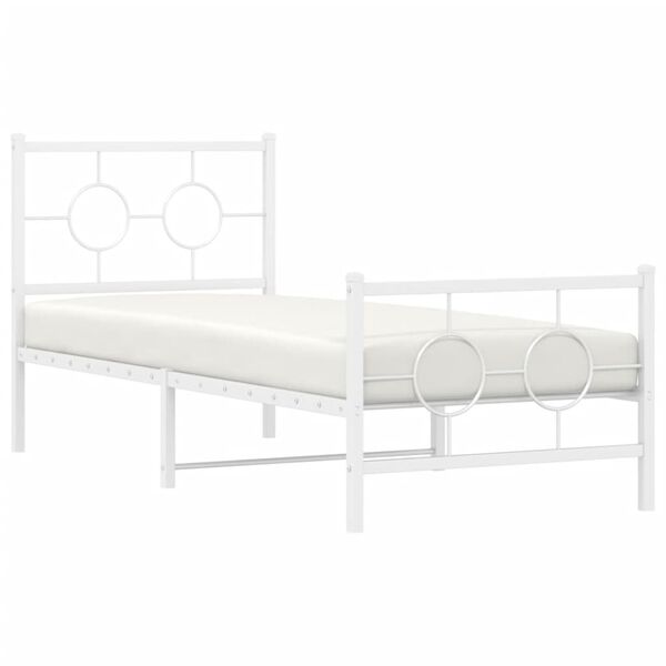 vidaXL Estructura cama sin colchón con estribo metal blanco 75x190 cm