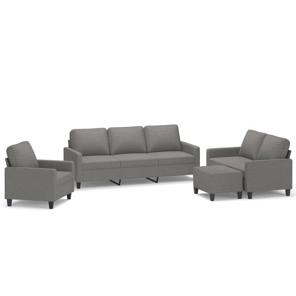 vidaXL Juego de sofás con cojines 4 piezas tela gris oscuro