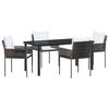vidaXL Conjunto de Comedor de Jard&iacute;n 5 uds. Marr&oacute;n y Negro