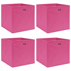 vidaXL Cajas de almacenaje 4 uds tela rosa 32x32x32 cm