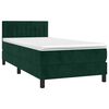 vidaXL Cama box spring colch&oacute;n y LED terciopelo verde oscuro 90x190 cm