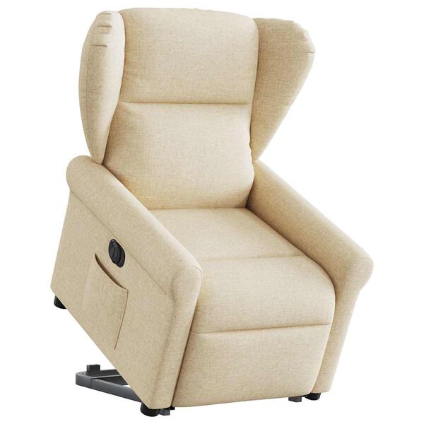 vidaXL Sill&oacute;n el&eacute;ctrico reclinable elevable de tela color crema