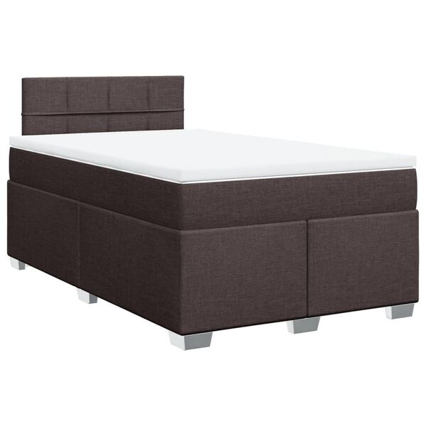 vidaXL Cama box spring con colch&oacute;n tela marr&oacute;n oscuro 120x190 cm