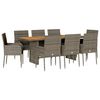 vidaXL Set comedor jard&iacute;n 9 pzas y cojines rat&aacute;n sint&eacute;tico gris
