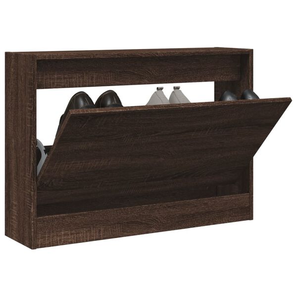 vidaXL Zapatero de madera de ingenier&iacute;a marr&oacute;n roble 80x21x57 cm