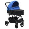 vidaXL Cochecito/Silla de beb&eacute; 2 en 1 acero azul y negro