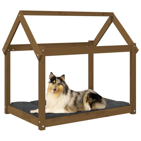 vidaXL Cama para perros madera maciza pino marr&oacute;n miel 101x70x90 cm