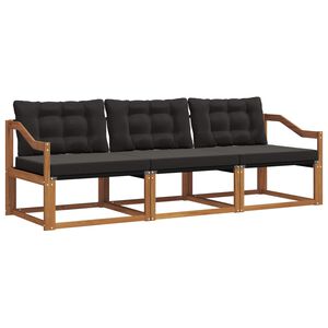 vidaXL Conjunto de sof&aacute;s de exterior 3 uds. Natural y negro