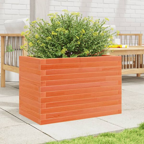 vidaXL Jardinera de madera maciza de pino marr&oacute;n cera 70x40x46 cm