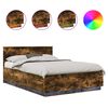 vidaXL Estructura de cama con tiras LED Roble ahumado 140 x 200 cm