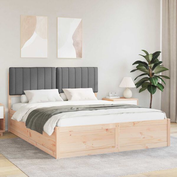vidaXL Estructura de Cama con Cabecera Tapizada Gris oscuro