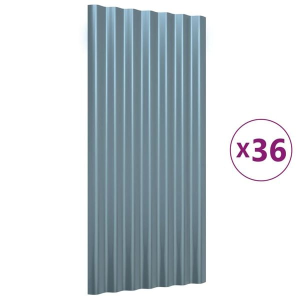 vidaXL Paneles de tejado 36 unidades acero galvanizado gris 80x36 cm