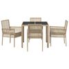 vidaXL Conjunto de Comedor de Jard&iacute;n 5 pcs Beige rat&aacute;n sint&eacute;tico