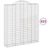 vidaXL Cestas de gaviones 15 uds forma de arco hierro 200x50x220/240cm