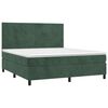 vidaXL Cama box spring colch&oacute;n y LED terciopelo verde oscuro 160x200cm