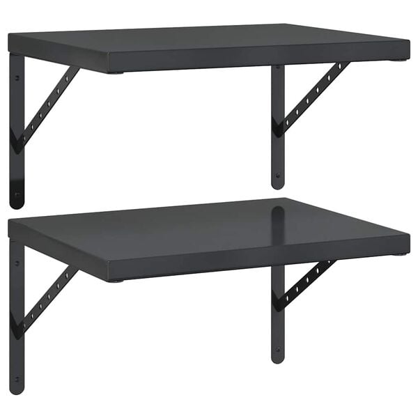 vidaXL Estantes de pared 2 uds acero inoxidable negro 50x40 cm
