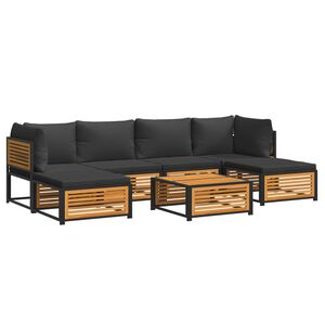 vidaXL Set de sof&aacute;s de jard&iacute;n con cojines 7 pzas madera maciza acacia