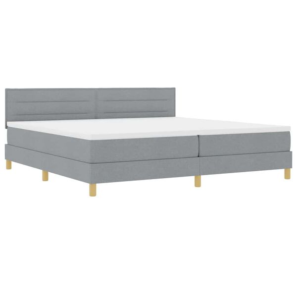 vidaXL Cama tipo Box Spring con colch&oacute;n Gris claro 200 x 200 cm tela