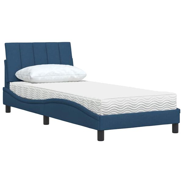 vidaXL Cama con colch&oacute;n Hanko tela azul 90x190 cm