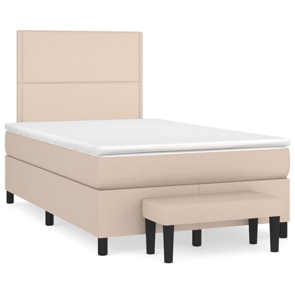 vidaXL Cama box spring con colch&oacute;n cuero sint&eacute;tico capuchino 120x200cm