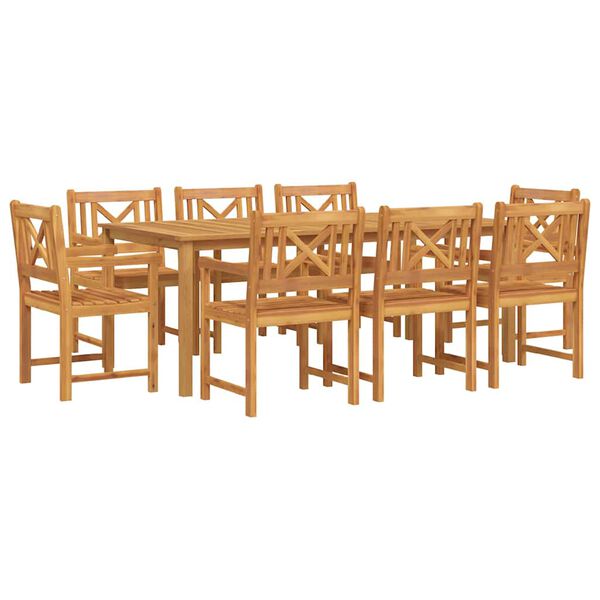vidaXL Conjunto de Comedor de Jard&iacute;n 9 pcs Marr&oacute;n