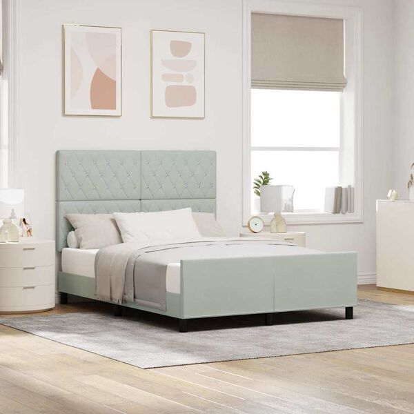 vidaXL Cama tipo Box Spring Gris claro 160 x 200 cm Terciopelo