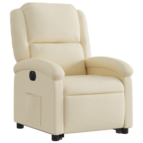 vidaXL Sill&oacute;n el&eacute;ctrico reclinable elevable de tela color crema