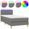 vidaXL Cama box spring con colch&oacute;n y LED tela gris oscuro 90x190 cm