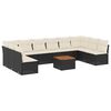 vidaXL Set de sof&aacute;s de jard&iacute;n 11 pzas y cojines rat&aacute;n sint&eacute;tico negro