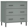 vidaXL Aparador con 3 cajones OSLO madera maciza gris 77x40x79,5 cm