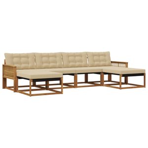 vidaXL Conjunto de sof&aacute;s de exterior con coj&iacute;n 6 pcs Natural y Beige