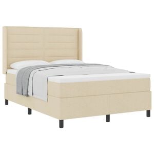 vidaXL Cama tipo Box Spring con colch&oacute;n Crema 190 x 140 cm tela