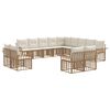 vidaXL Conjunto de sof&aacute;s de exterior 13 uds. Natural y Crema Poli&eacute;ster