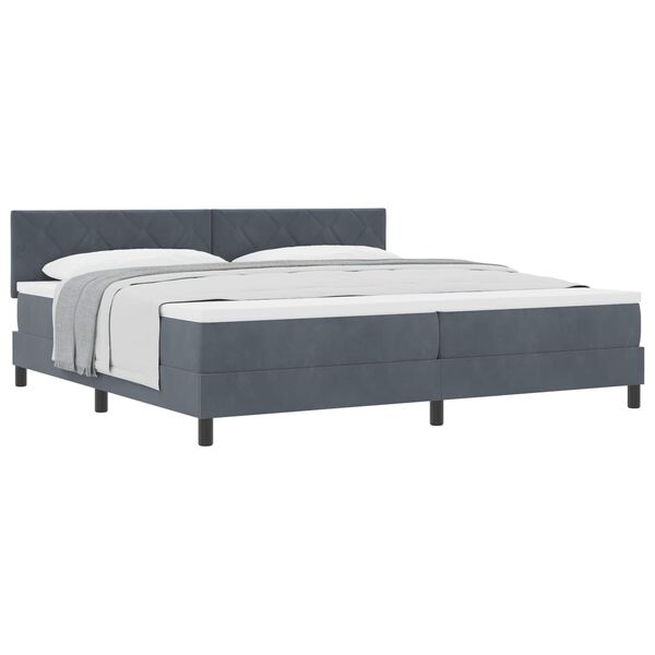 vidaXL Cama tipo Box Spring Gris oscuro 200 x 200 cm Terciopelo