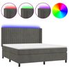 vidaXL Cama box spring colch&oacute;n y LED terciopelo gris oscuro 180x200 cm