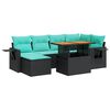 vidaXL Set de sof&aacute;s de jard&iacute;n 7 pzas con cojines rat&aacute;n sint&eacute;tico negro