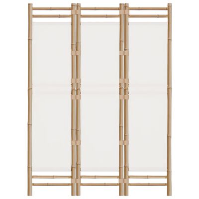 vidaXL Biombo plegable de 3 paneles bambú y lona 120 cm