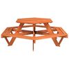vidaXL Mesa de picnic hexagonal 6 ni&ntilde;os agujero sombrilla madera abeto