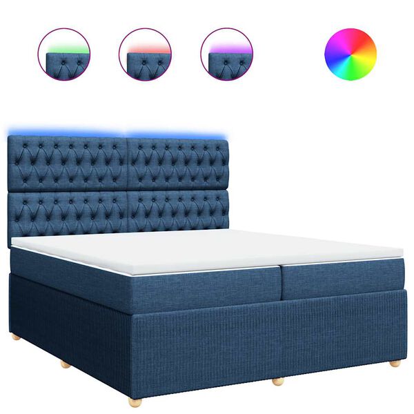 vidaXL Cama box spring con colch&oacute;n tela azul 200x200 cm