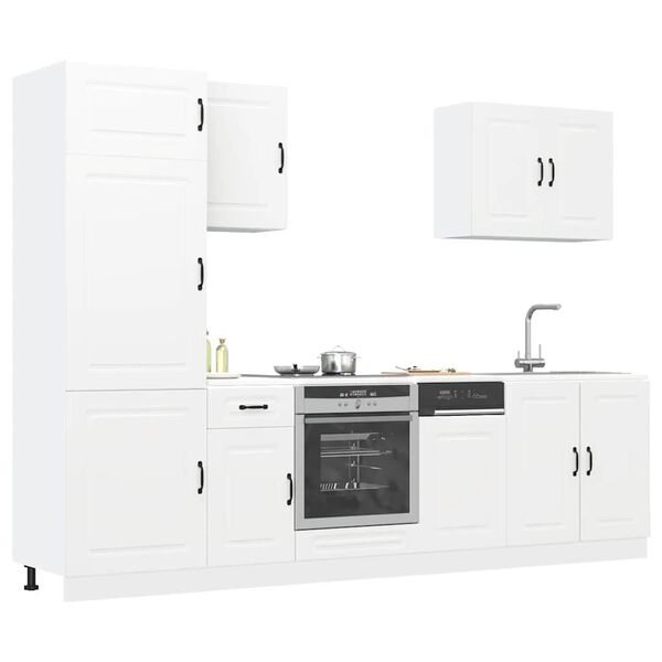 vidaXL Mueble de cocina Kalmar blanco 7 piezas madera contrachapada