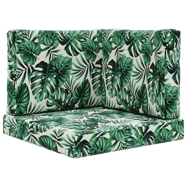 vidaXL Coj&iacute;n para sof&aacute; de exterior 3 pcs Patr&oacute;n de hoja Poli&eacute;ster