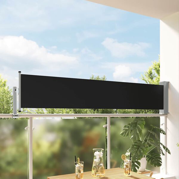 vidaXL Toldo lateral retr&aacute;ctil de jard&iacute;n negro 60x300 cm