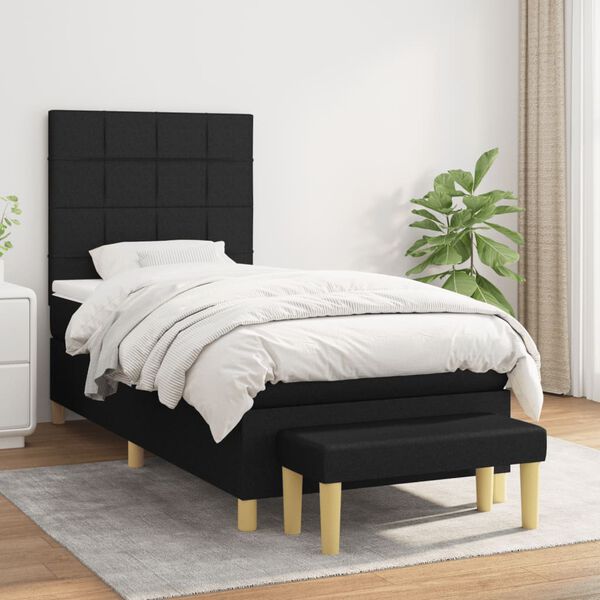 vidaXL Cama box spring con colch&oacute;n tela negro 80x200 cm