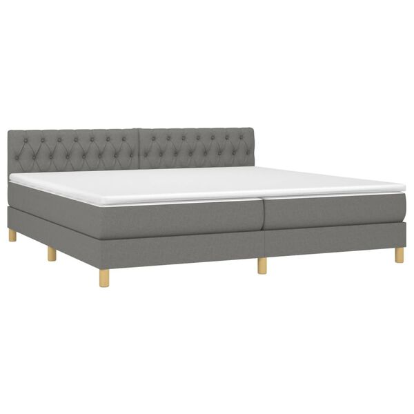 vidaXL Cama box spring con colch&oacute;n tela gris oscuro 200x200 cm
