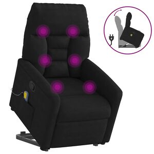 vidaXL Sill&oacute;n reclinable de masaje elevable tela de microfibra negro